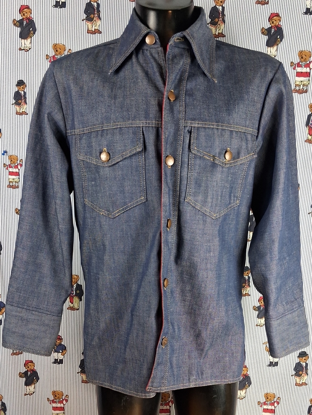 Vintage Sears & Roebucks 126A Denin Lined Full Button Med Wash Med Jean Jacket